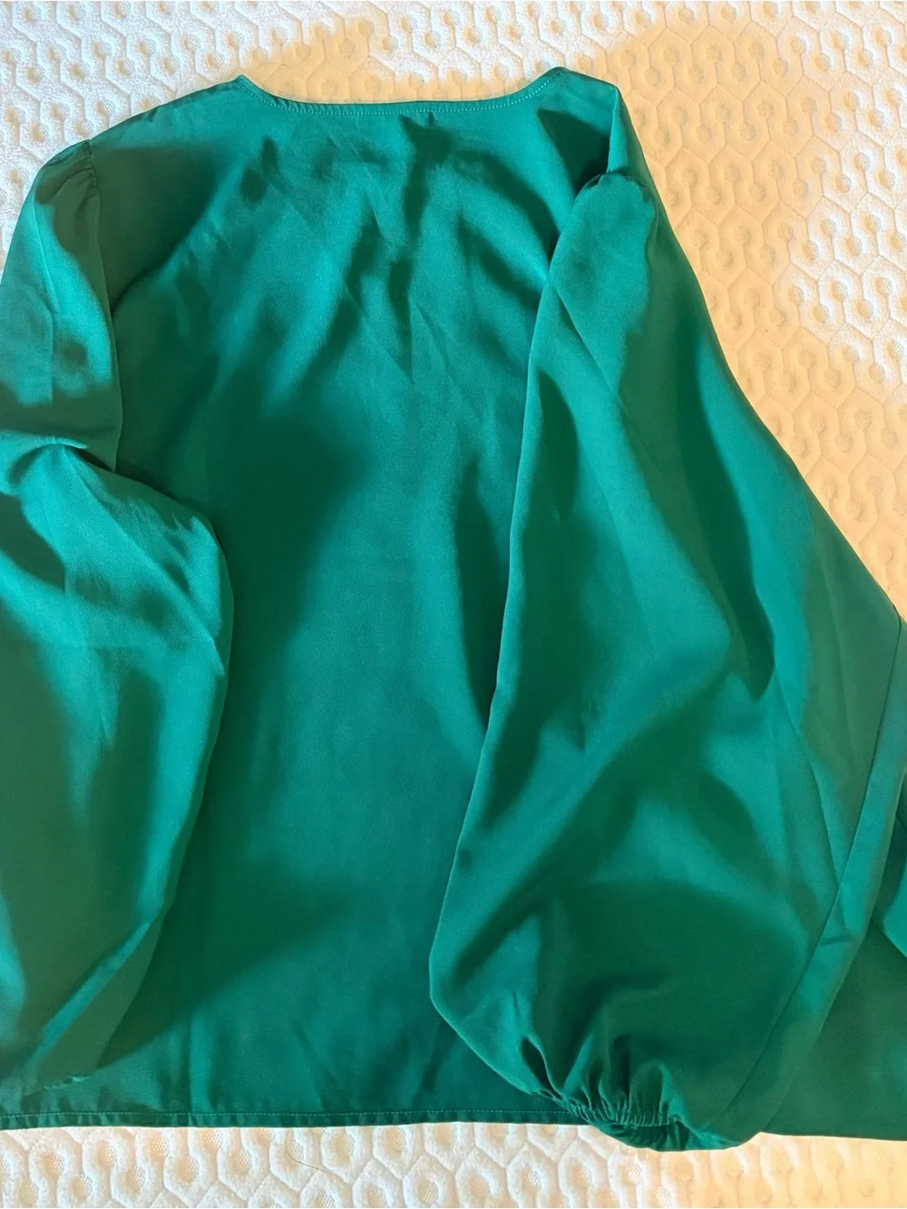 J. Crew Emerald Green Keyhole Puff-Sleeve Blouse